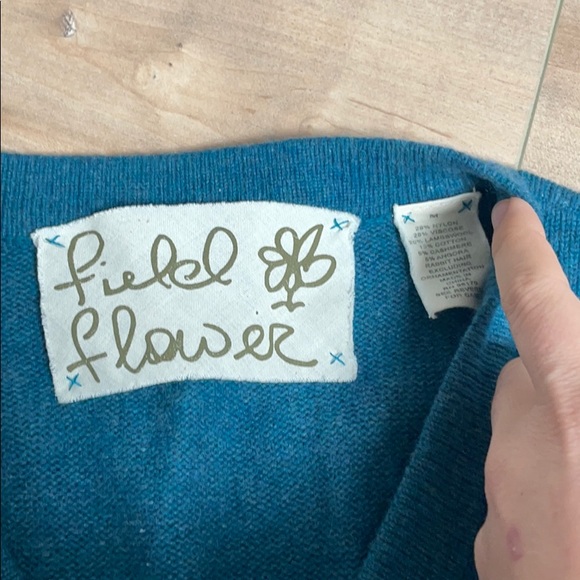 Anthropologie Field Flower Teal Floral Cardigan M - Picture 4 of 7